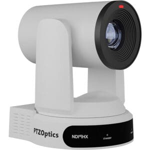 PTZOptics camera on white background.