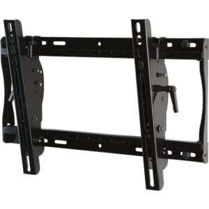 Black wall mount for flat-screen TV.