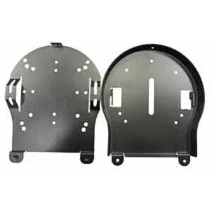 Metal mounting brackets with multiple holes.