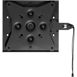 Black wall mount bracket with adjustable arm.