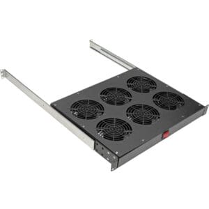 Rack-mounted server cooling fan panel.