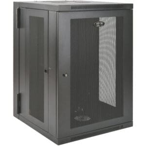 18U Wall Mount Rack Enclosure Cabinet Swinging Hinged Door Deep