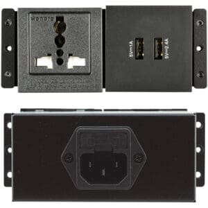 Universal power outlet with USB ports.