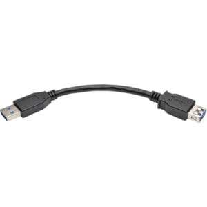 USB 3.0 SuperSpeed Type-A Extension Cable M/F 6" Black 5Gbps