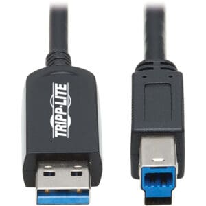 USB 3.2 Gen 1 Plenum-Rated Fiber Active Optical Cable, 5 Gbps Black 20