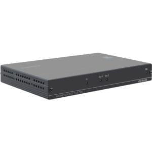 Black 4K HDMI distribution amplifier device.