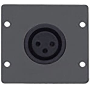 Audio connector panel with three-pin socket.