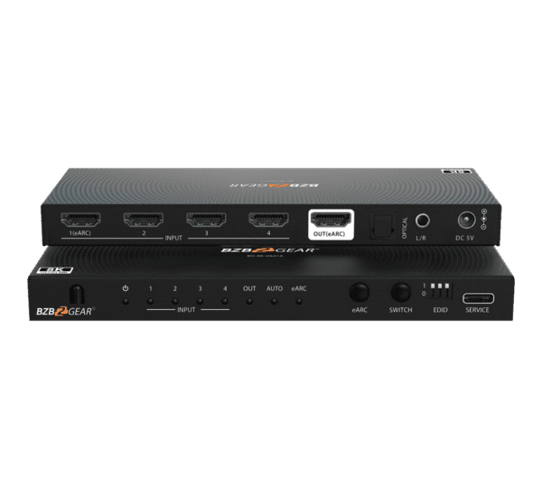 4x1 8K UHD HDMI 2.1 Switcher with Audio De-embedder (8K60, 4K120Hz 4:4:4 10bit VRR, FVA, ALLM support)