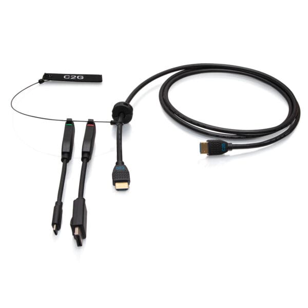 6ft (1.8m) 4K HDMI® Premium Cable and Dongle Adapter Ring with Color Coded DisplayPort™ and USB-C®