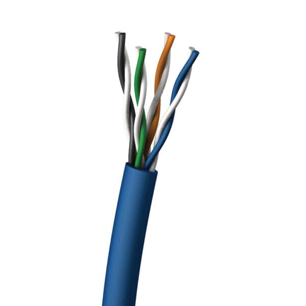 1000ft Cat5e Bulk Shielded STP Ethernet Network Cable with Solid Conductors In-Wall CM-Rated Blue