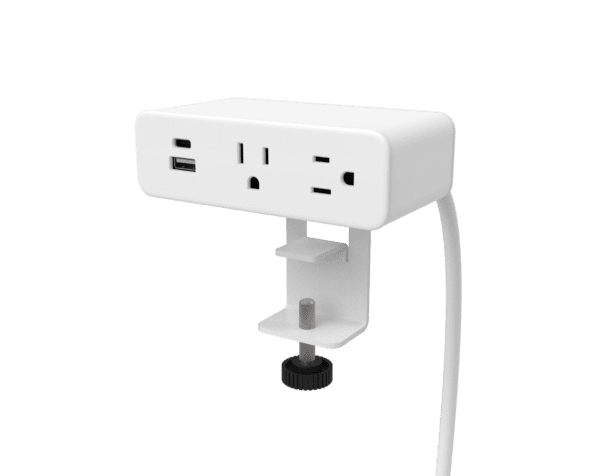 Finch, 6ft, White, Edge Mount, 2 Power + 1 USB A+C