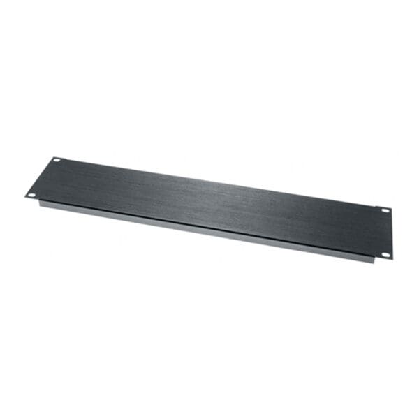 2 RU Flanged Blank Rack Panel, Black Brushed and Anodized Aluminum