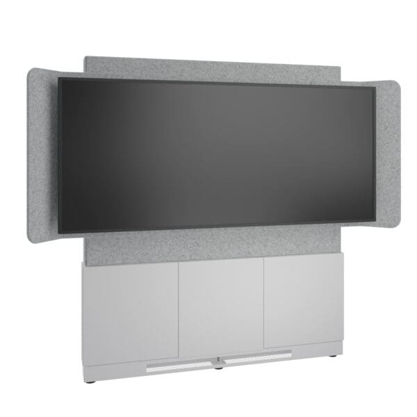 Forum™ Floor-to-Wall Mounted 66" (3 Bay) Display Stand for (1) 81" 21:9 Ultra-Wide Display, Light Finish