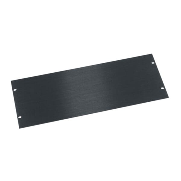 4 RU Flat Blank Rack Panel, Black Brushed and Anodized Aluminum