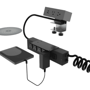 Dean Hydra, 2 Power + 1 USB A+C, 1 Through Surface Qi & 6 Power, Storm, 15.5"-29" Curly Cord