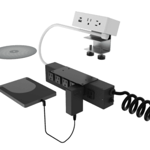 Dean Hydra, 2 Power + 1 USB A+C, 1 Through Surface Qi & 6 Power, White, 15.5"-29" Curly Cord