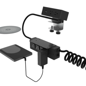 Dean Hydra, 2 Power + 1 USB A+C, 1 Through Surface Qi & 4 Power, Black, 15.5"-29" Curly Cord