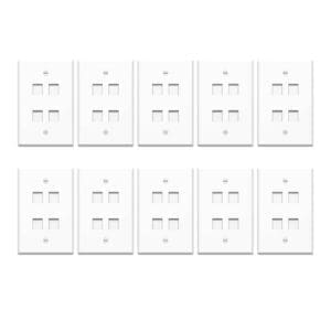 1-Gang 4-Port Keystone Wall Plate in White - 10 Pack