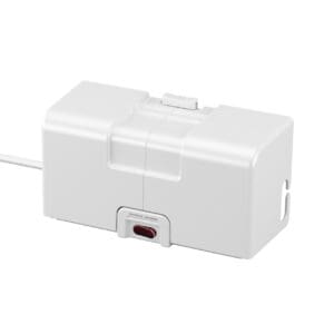 White grounded power surge protector.
