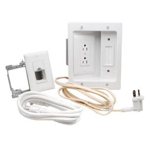 In-Wall TV Power and Cable Management Kit in White