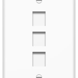 1-Gang 3-Port Oversized Wall Plate in White