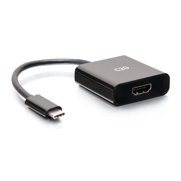 Black USB-C to HDMI adapter cable.
