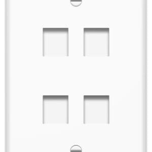1-Gang 4-Port Oversized Wall Plate in White