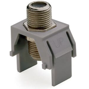 Non-Recessed Nickel F-Connector Keystone Insert in Gray