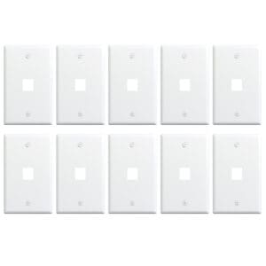 1-Gang 1-Port Keystone Wall Plate in White - 10 Pack