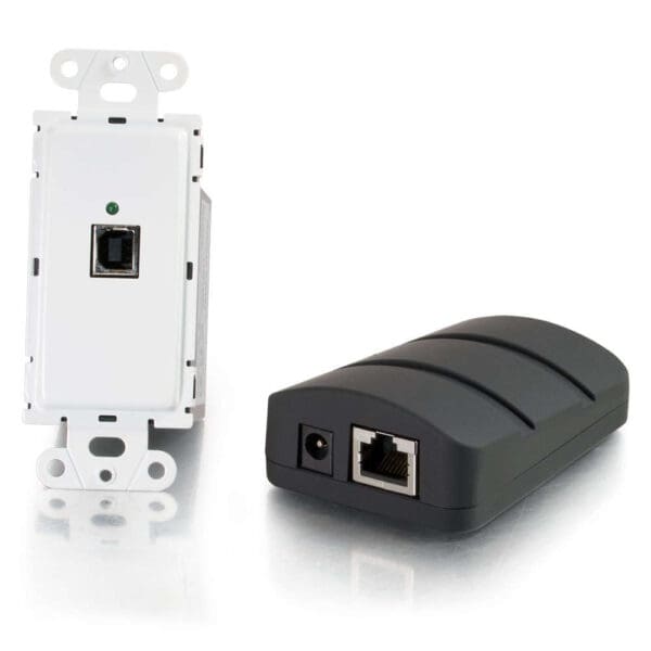 SuperboosterÂ® USB 2.0 Over Cat5 Wall Plate Transmitter to Dongle Receiver Kit