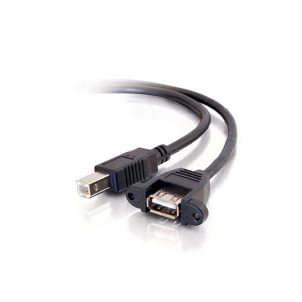 2 ft Panel-Mount USB 2.0 A Female to B Male Cable