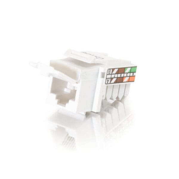 White RJ45 keystone jack connector.