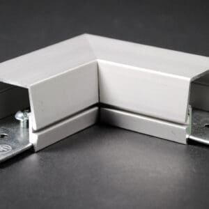 Aluminum corner profile with mounting brackets.