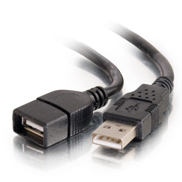 2m USB 2.0 A Male to A Female Extension Cable - Black (6.6ft)