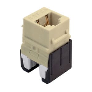 Cat6a Quick Connect RJ45 Keystone Insert in Light Almond