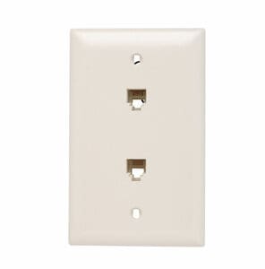 Dual 2 Line 4-Conductor Telephone Wall Plate in Light Almond