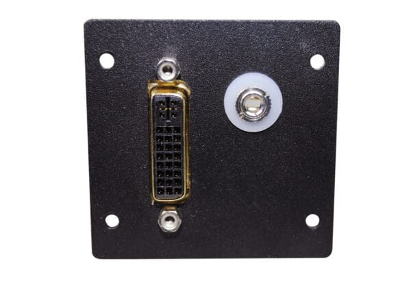AV5005BK DVI F/F Barrel with 3.5mm Stereo with Solder Tabs in Black