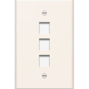 1-Gang 3-Port Wall Plate in Light Almond