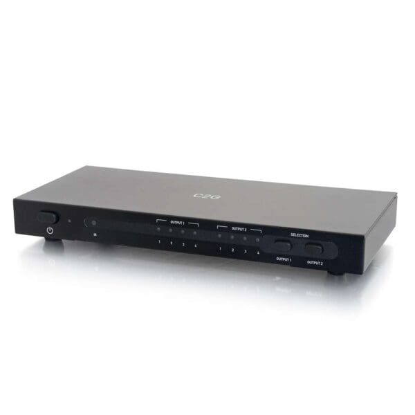 Black C2G 4x2 video switch box.