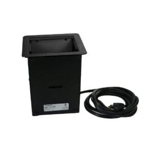 Black Legrand power outlet floor box.