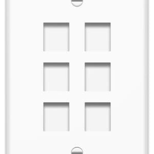 1-Gang 6-Port Oversized Wall Plate in White