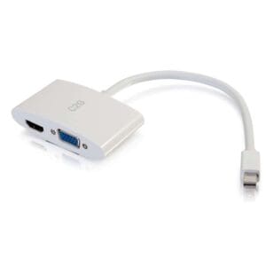 White USB-C to HDMI & VGA adapter.