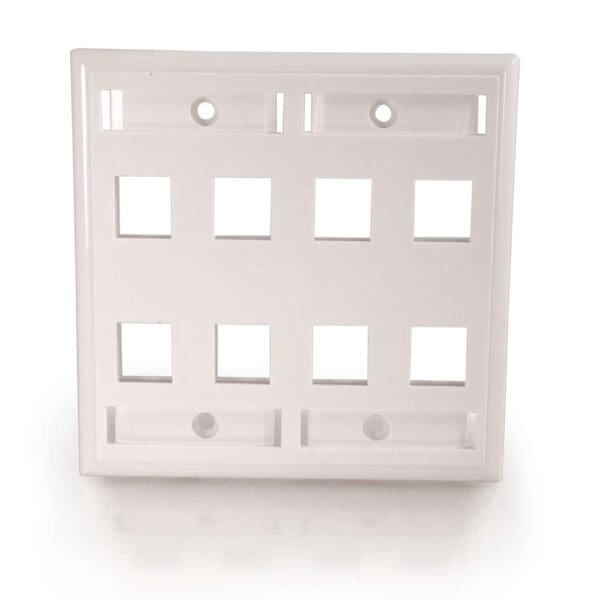 8-Port Double Gang Multimedia Keystone Wall Plate - White