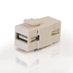 White USB Keystone Jack Coupler.