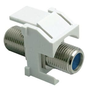Recessed Nickel Self-Terminating F-Connector Keystone Insert in White