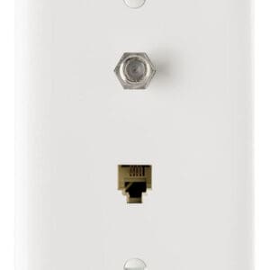 1-Gang Pre-configured Wall Plate with One RJ11 Telephone Jack and One F-Type Coupler in White