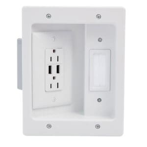 In Wall TV Connection Kit with USB White