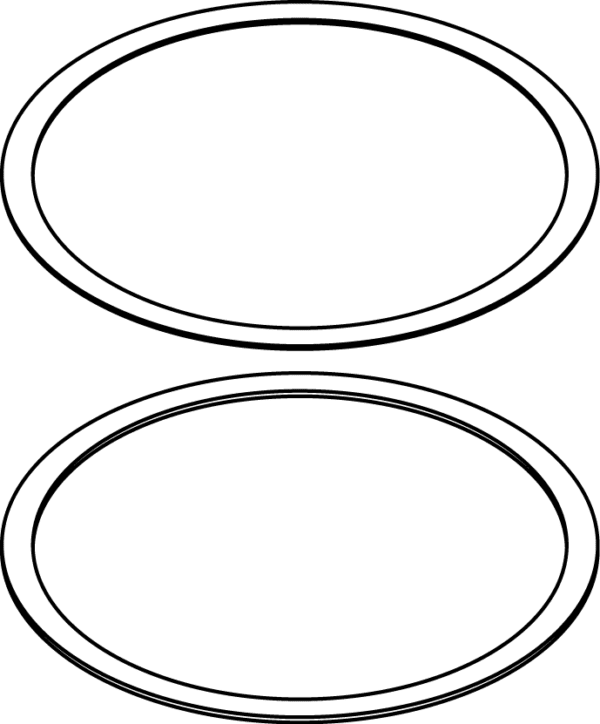 Here's an alt tag for the image: Two blank oval frames.