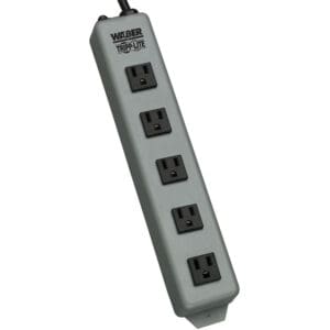 Gray Tripp-Lite 5-outlet power strip.