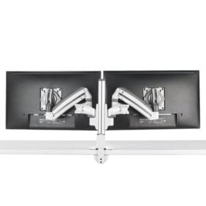 KX Low-Profile Dual Monitor Arms, Column Desk Mount, White